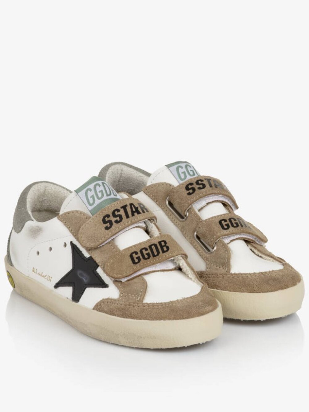 Golden Goose kids white sneakers hook-and-loop strap size 25 EU fits like 26